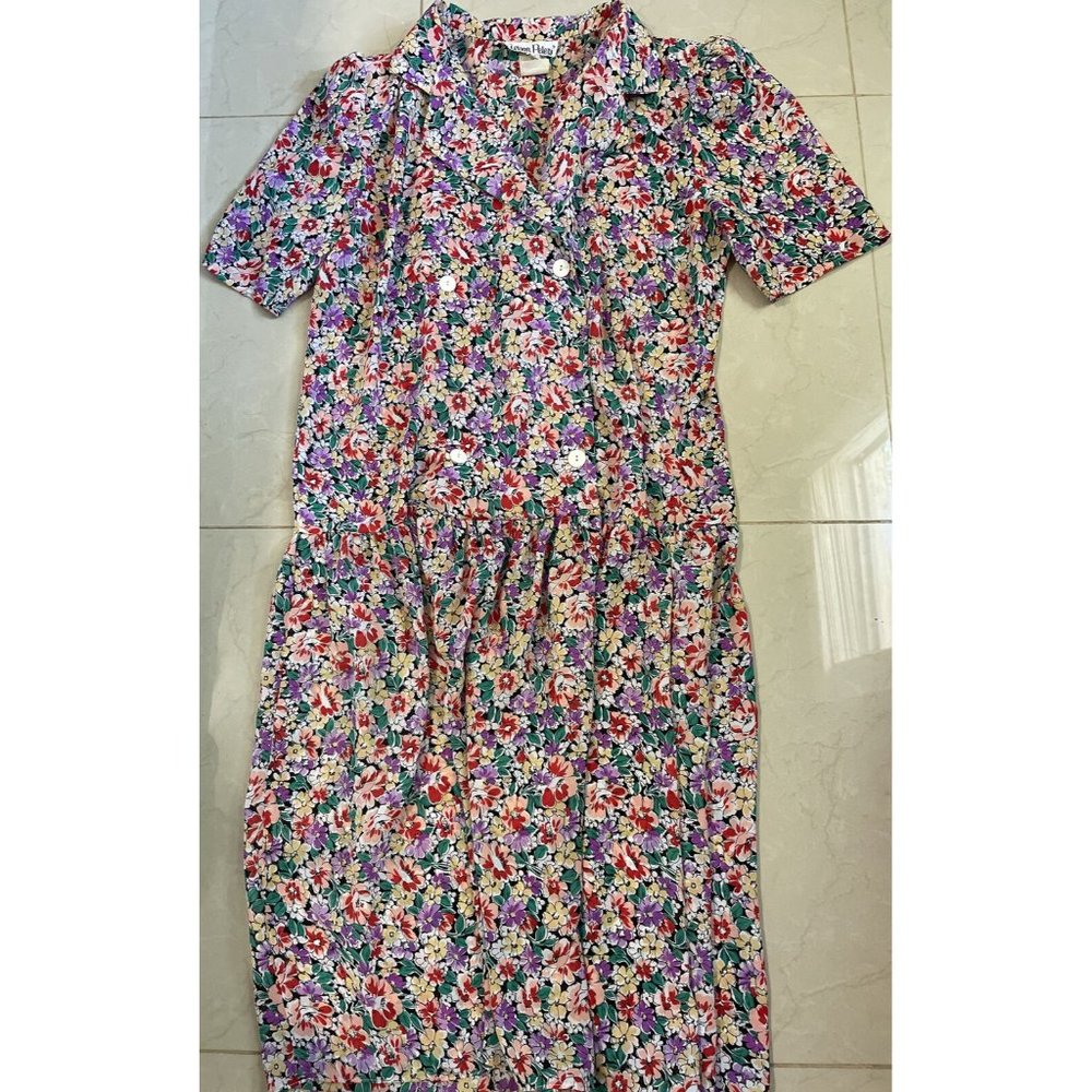 VTG ALISON PETERS | Womens Mid Lenth Floral Pattern Dress Sz 16